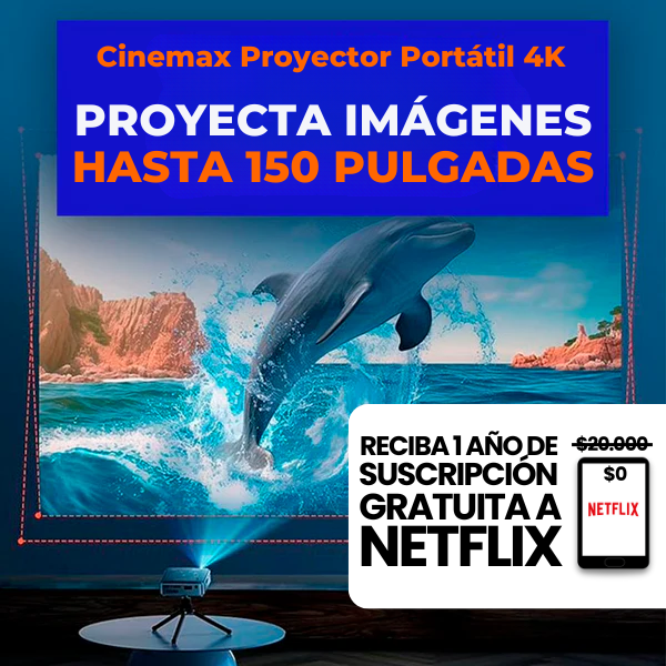 Proyector Portátil Cinemax 4K [1 AÑO DE SUSCRIPCIÓN A NETFLIX]